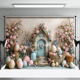 Lofaris Beige Wall Pink Floral Cabin Eggs Easter Backdrop